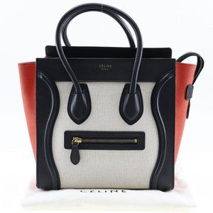 CELINE Luggage Handbag Micro shopper Tricolor black/Orange / beige